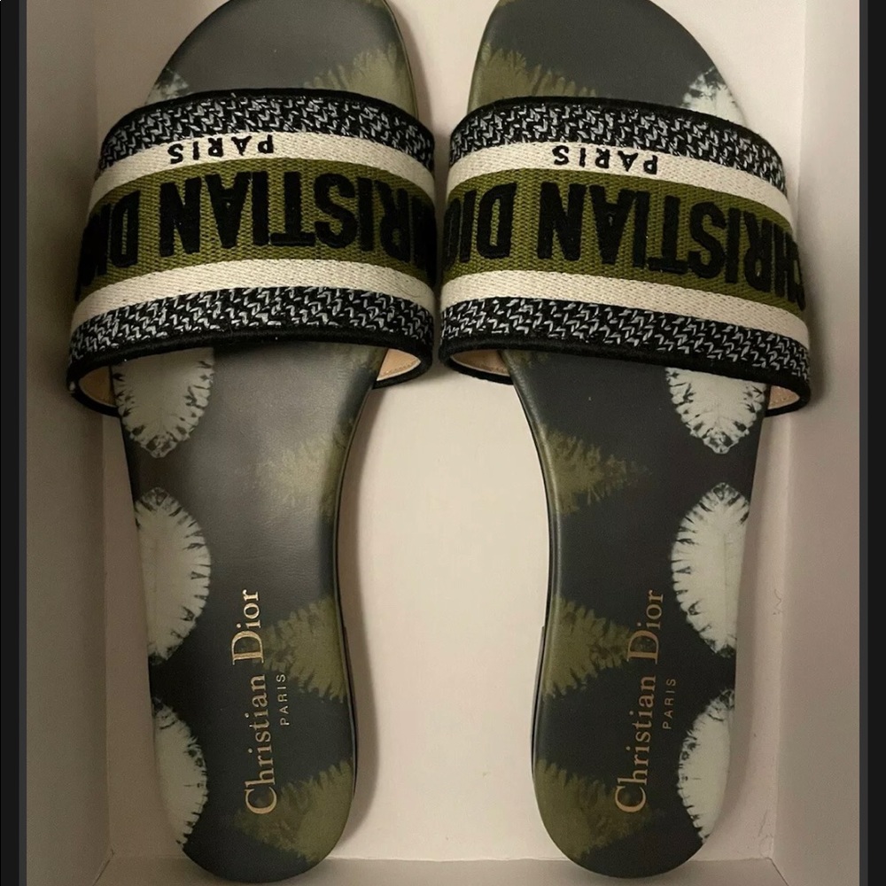 Dior Dway Slide, Olive, Size 38
